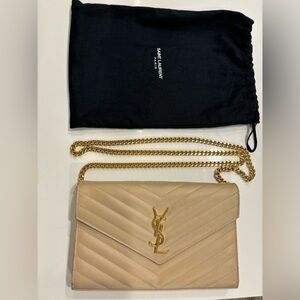 YSL Matelasse envelope wallet on chain
